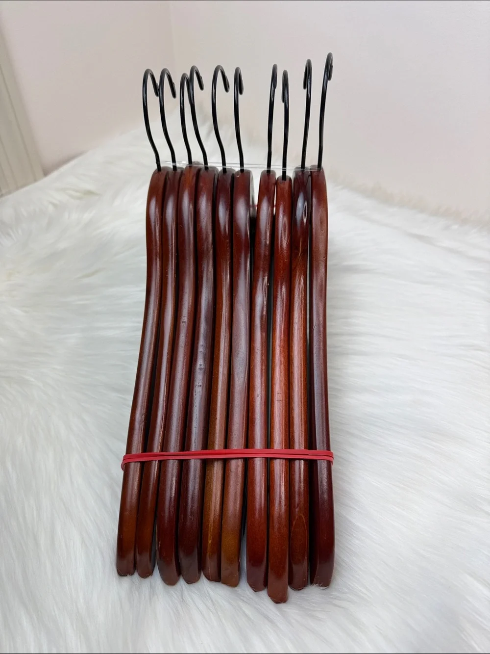 Brookstone Premium Wooden Suit Hangers in Mahogany  - Set of 10